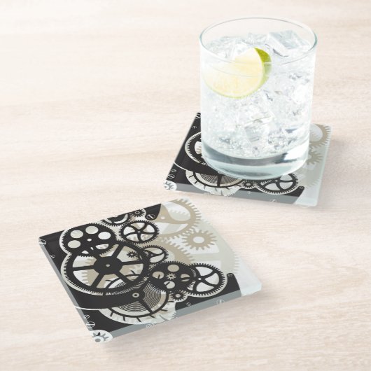 Zahnradarbeit Glasuntersetzer (Schrägansicht)