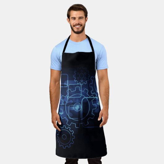 Zahnräder Mechaniker schwarz-blaue Typ Männer Schürze (Getragen)