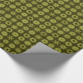 Zahnräder - Olive auf dunklem Olive Geschenkpapier (Ecke)
