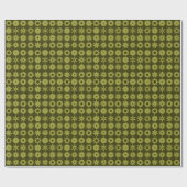 Zahnräder - Olive auf dunklem Olive Geschenkpapier (Flach)
