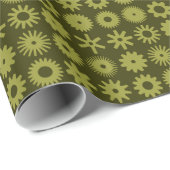 Zahnräder - Olive auf dunklem Olive Geschenkpapier (Rolleneckpunkt)