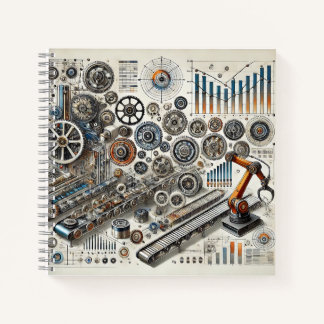 Zahnräder, Robotik und technische Diagramme Design Notizblock