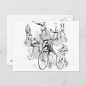 Zahnradfahrer mit hohen Rädern Postkarte (Vorne/Hinten)