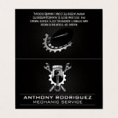 Zahnradgetriebe und Kolbenstange | AUTO Visitenkarten (Außenseite Aufgefaltet)