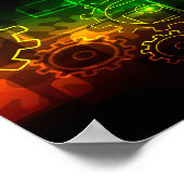 Zahnradmechanik schwarz-grün-orange poster (Ecke)