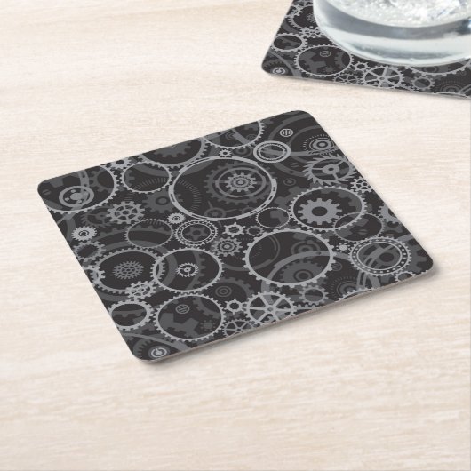 Zahnradmuster Rechteckiger Pappuntersetzer (angewinkelt)