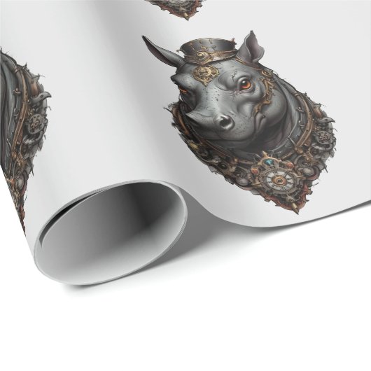 "Zahnriese: Der Steampunk-Hippo" Geschenkpapier (Rolleneckpunkt)