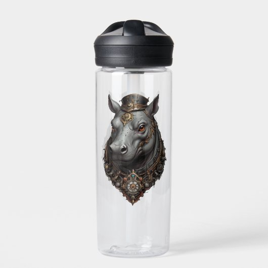 "Zahnriese: Der Steampunk-Hippo" Trinkflasche (Vorderseite)