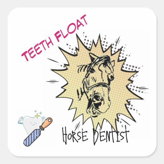 Zahnseide-Comic Quadratischer Aufkleber (Vorderseite)