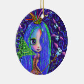 Zahnseide mit Zahnbürstenkrone und Zähne Keramik Ornament (Rechts)