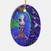 Zahnseide mit Zahnbürstenkrone & Zähne Keramik Ornament (Vorne)