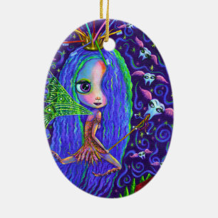 Zahnseide mit Zahnbürstenkrone & Zähne Keramik Ornament