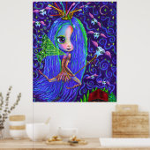 Zahnseide mit Zahnbürstenkrone & Zähne Poster (Küche)