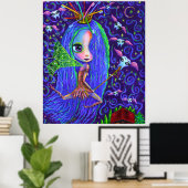 Zahnseide mit Zahnbürstenkrone & Zähne Poster (Heimbüro)