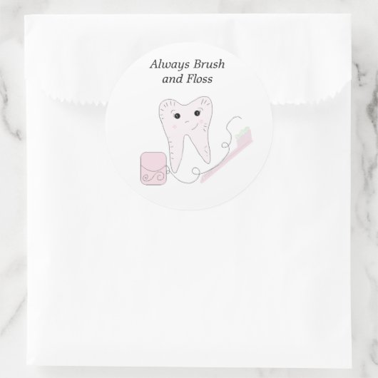 Zahnseide Runder Aufkleber (Tasche)