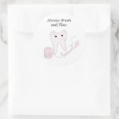Zahnseide und Zahn Design Runder Aufkleber (Tasche)