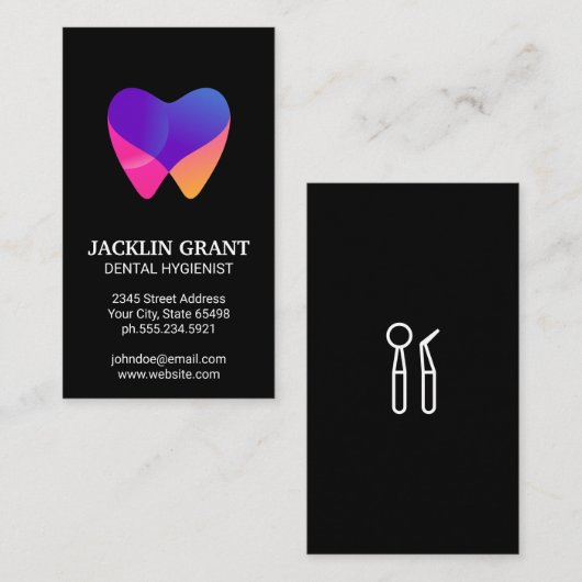 Zahnstools | Modern farbiges Zeltsymbol Visitenkarte (Vorne/Hinten)