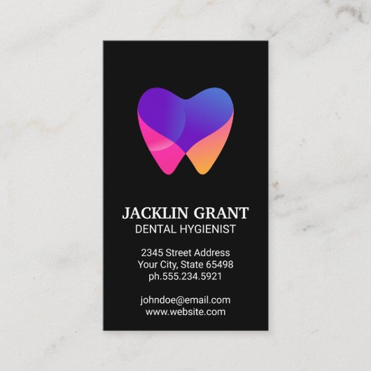 Zahnstools | Modern farbiges Zeltsymbol Visitenkarte (Vorderseite)