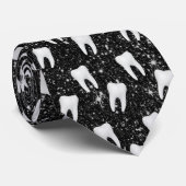 Zahnstooth-Imitat Schwarzer Glitzer Krawatte (Gerollt)