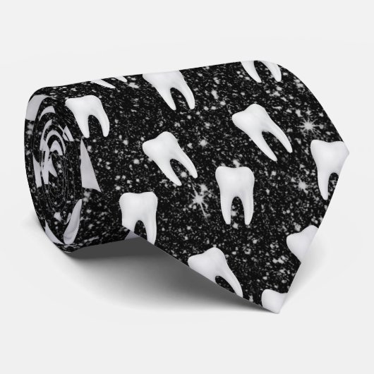 Zahnstooth-Imitat Schwarzer Glitzer Krawatte (Gerollt)