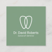 Zahnstooth-Logo Minimalistisch Green Dental Care Quadratische Visitenkarte (Vorderseite)
