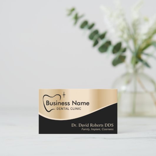 Zahnstooth-Typografie Moderne Gold-Zahnarztmedizin Terminkarte (Stehend Vorderseite)