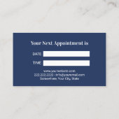 Zahnstooth Water Splash Modern Navy Blue Dental Terminkarte (Rückseite)