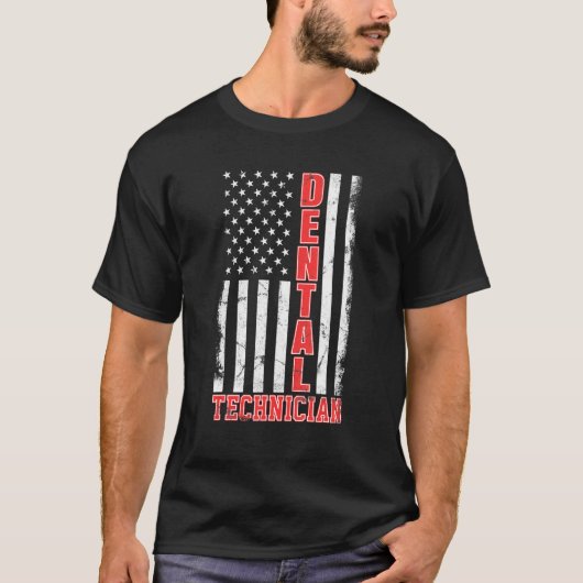 Zahntechniker US American Flag Zahnarzt Tech De De T-Shirt (Vorderseite)