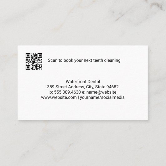 Zahnuntersuchung der Zähne Visitenkarte (Rückseite)