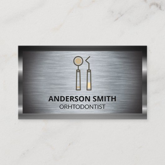 Zahnwerkzeuge | Metallic Brush Visitenkarte (Vorderseite)