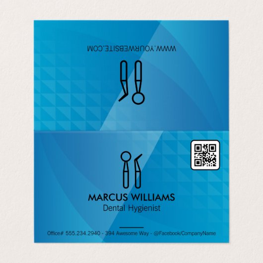 Zahnwerkzeuge | QR-Code Visitenkarten (Außenseite Aufgefaltet)