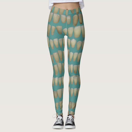 Zahnzähne auf blauen Zahnärzten Leggings (Vorderseite)