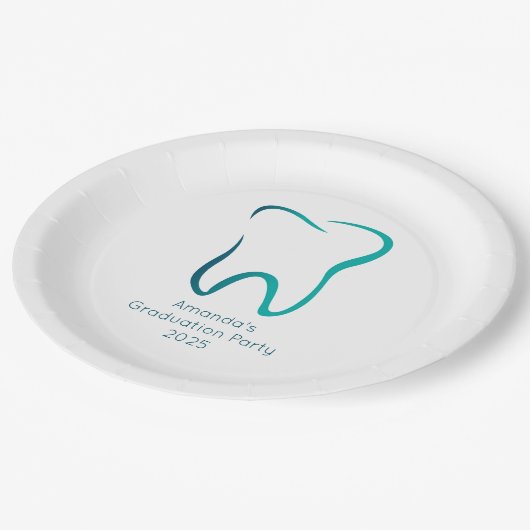 Zahnzahnmedizinischer Abschluss Pappteller (Schrägansicht)