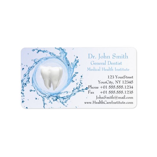 Zahnzahnwasser Beruflich Adressaufkleber (Vorne)