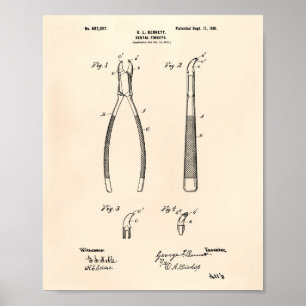 Zahnzange 1901 Patent Kunst Alter Druck Poster