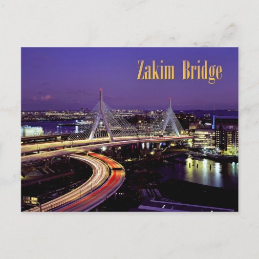 Zakim Bridge, Boston nachts Postkarte (Vorderseite)