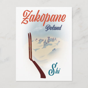 Zakopane Polen Ski-Plakat Postkarte