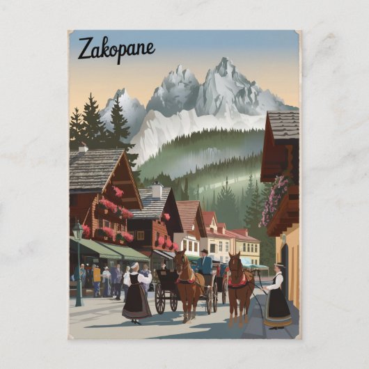 Zakopane Polen Vintag Postkarte (Vorderseite)