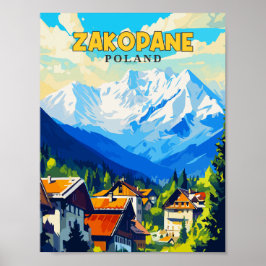 Zakopane Polen Vintage Illustration Poster