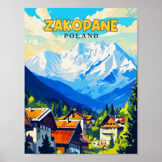 Zakopane Polen Vintage Illustration Poster (Vorne)