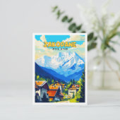 Zakopane Polen Vintage Illustration Postkarte (Stehend Vorderseite)