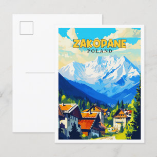 Zakopane Polen Vintage-Reiseillustration Postkarte