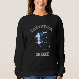 Zakynthos Greece Classic Greece Flag Map Design Sweatshirt