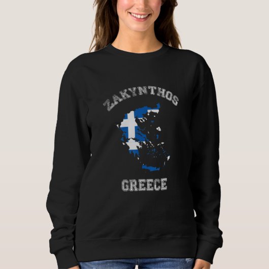 Zakynthos Greece Classic Greece Flag Map Design Sweatshirt (Vorderseite)