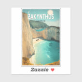 Zakynthos Greece Illustration Travel Art Vintage Aufkleber (Blatt)