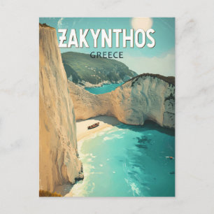 Zakynthos Griechenland Illustration Reise Kunst Vi Postkarte