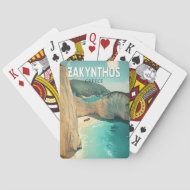 Zakynthos Griechenland Illustration Reise Kunst Vi Spielkarten