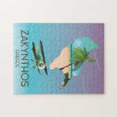 Zakynthos Griechenland-Karte Reiseplakat Puzzle (Horizontal)