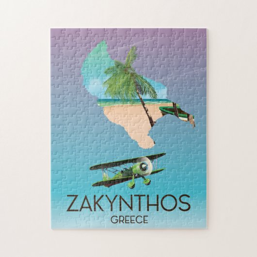 Zakynthos Griechenland-Karte Reiseplakat Puzzle (Vertikal)