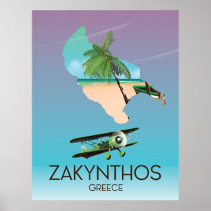 Zakynthos Griechenland Reiseplakat Karte Poster
